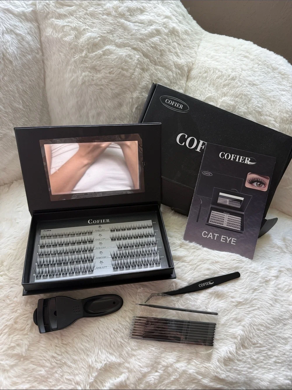 Cofier Cat Eye Wispy Lash Clusters Kit, 80 Pcs Individual Eyelash Clusters